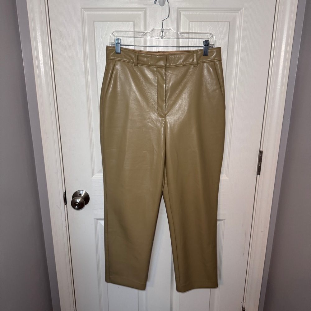 Aritzia Babaton Command Cropped Vegan Leather Straight Leg Pant